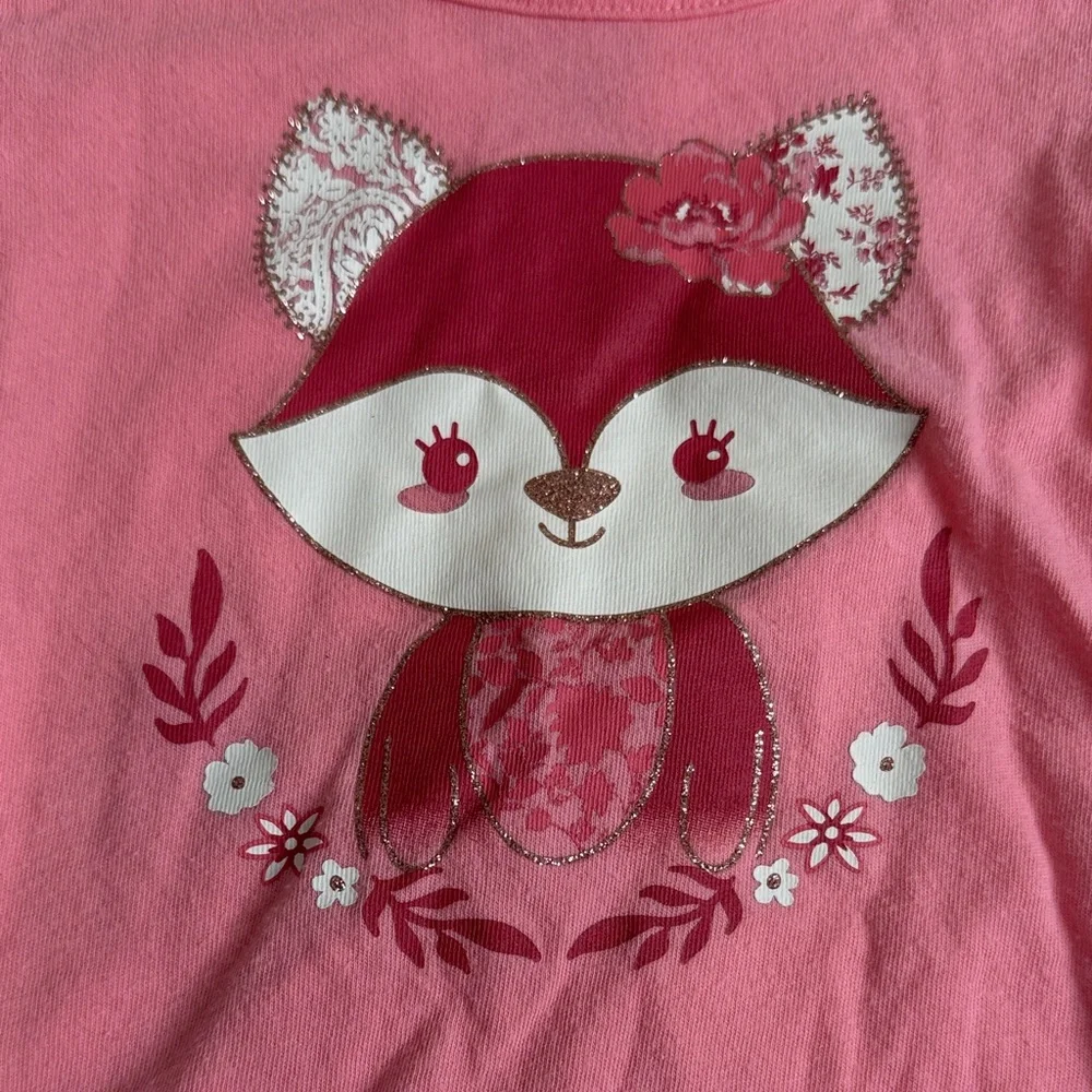 The Children's Place Girls Pink & Gray Top and Pant Set - Fox & Dalmatian Prints